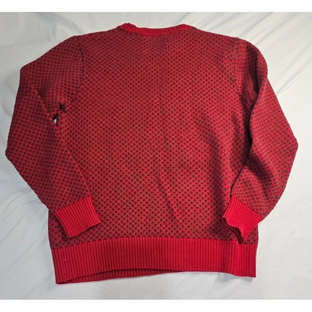 Weatherproof Vintage Men's Small‎ Red Black Textured Cotton Crewneck Sweater S